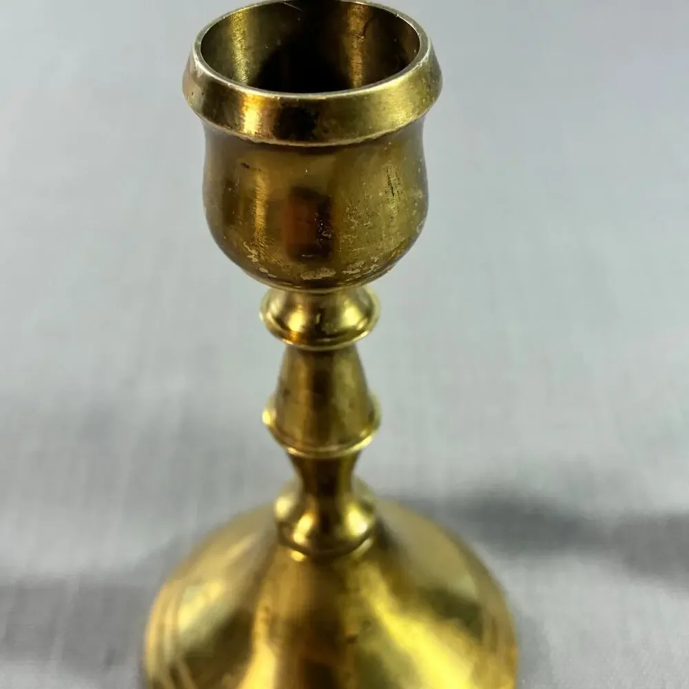 Vintage Pair Solid Brass Candlestick Holders 4 Inch Taper Candle Home Decor